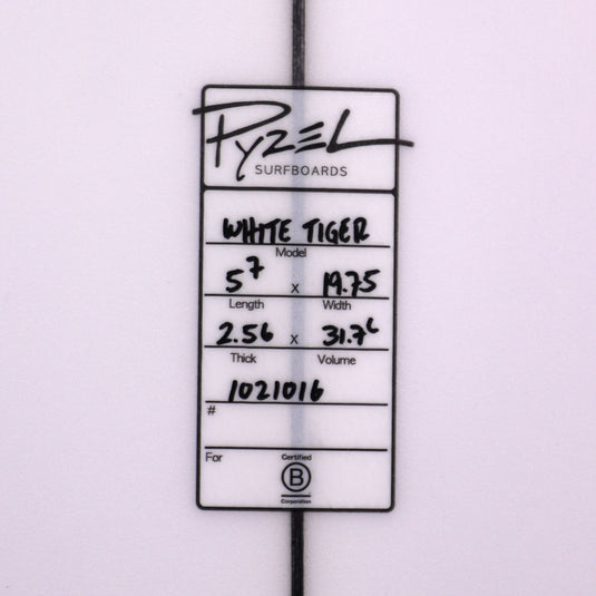 Pyzel White Tiger 5'7 x 19 ¾ x 2 9/16 Surfboard