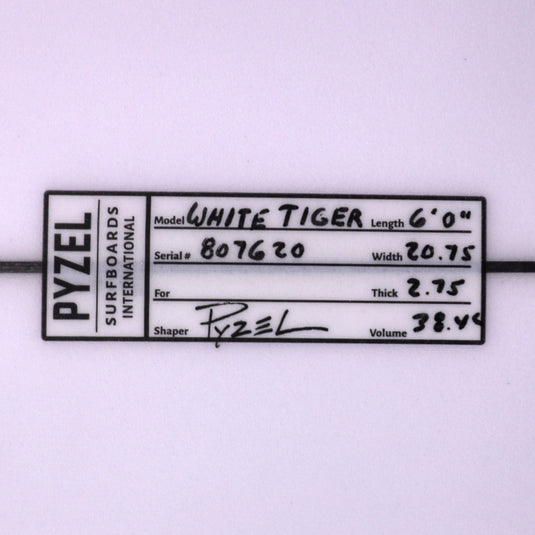 Pyzel White Tiger 6'0 x 20 ¾ x 2 ¾ Surfboard 4