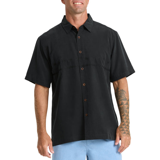 Quiksilver Waterman Men's Tahiti Palms Short Sleeve Shirt - Black - Size XXL