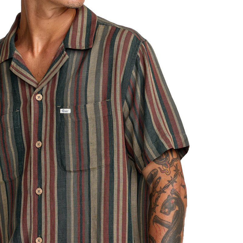 Load image into Gallery viewer, RVCA Exotica Stripe Short Sleeve Button-Up Shirt
