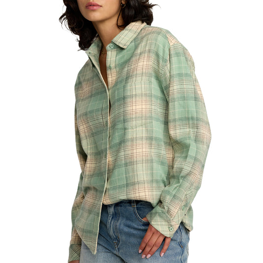 RVCA Women's Mabel Long Sleeve Button-Up Flannel Shirt