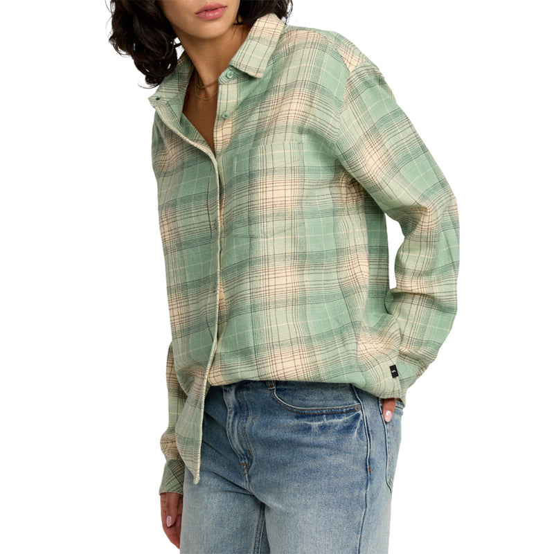 Load image into Gallery viewer, RVCA Women&#39;s Mabel Long Sleeve Button-Up Flannel Shirt
