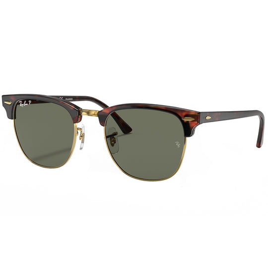 Ray-Ban Clubmaster Classic Polarlized Sunglasses - Polished Tortoise on Gold/Green