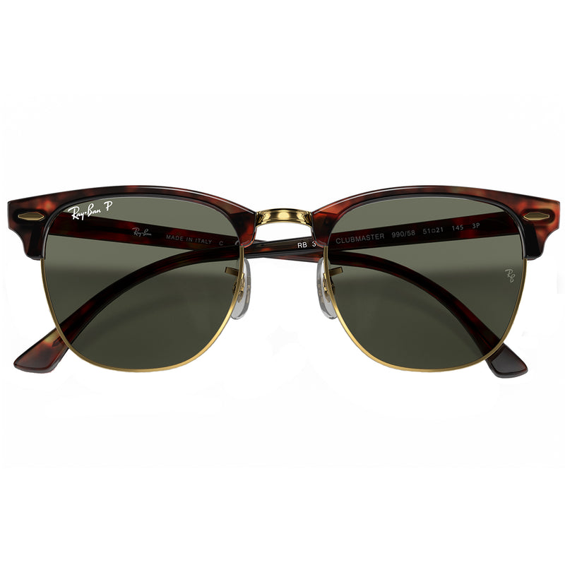 Load image into Gallery viewer, Ray-Ban Clubmaster Classic Polarlized Sunglasses - Polished Tortoise on Gold/Green
