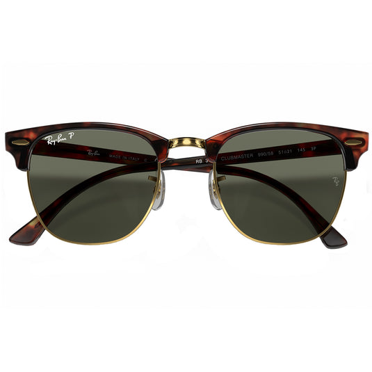 Ray-Ban Clubmaster Classic Polarlized Sunglasses - Polished Tortoise on Gold/Green