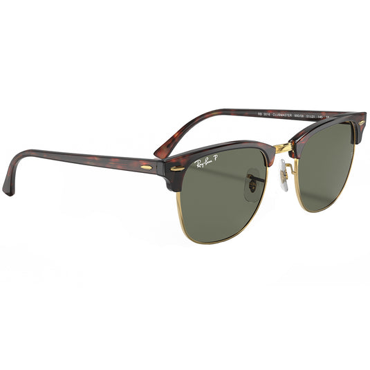 Ray-Ban Clubmaster Classic Polarlized Sunglasses - Polished Tortoise on Gold/Green
