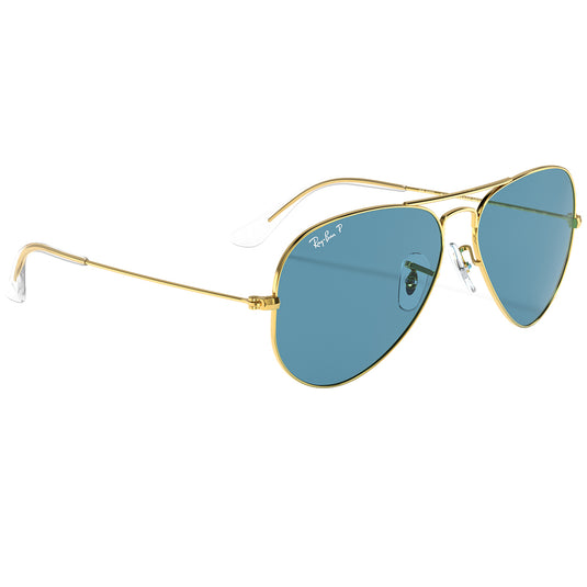 Ray-Ban Aviator Classic Polarized Sunglasses - Polished Gold/Blue