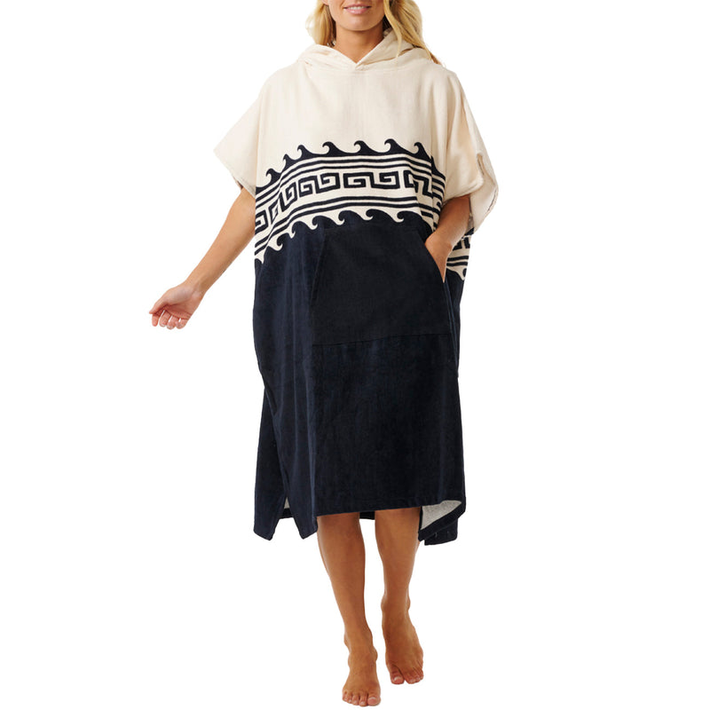 Load image into Gallery viewer, Rip Curl Women's Mixed Hooded Towel Changing Poncho - Black/Oatmeal 1
