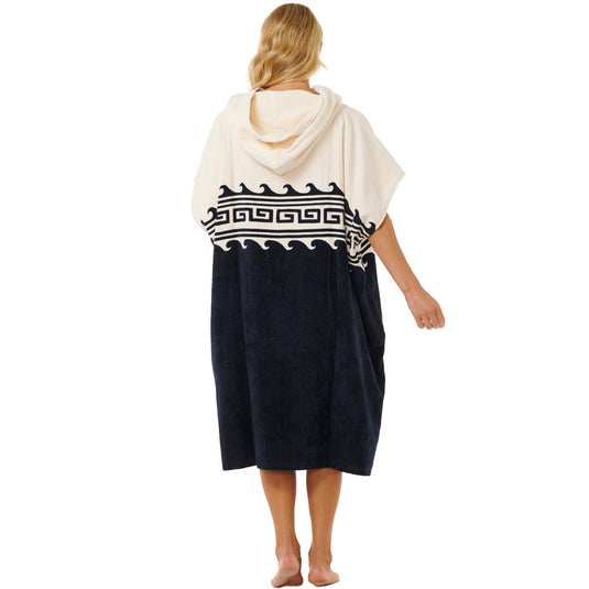Rip Curl Women's Mixed Hooded Towel Changing Poncho - Black/Oatmeal 2