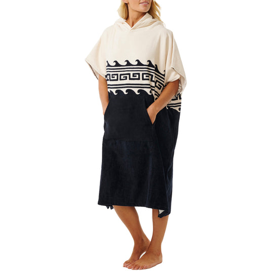 Rip Curl Women's Mixed Hooded Towel Changing Poncho - Black/Oatmeal 4