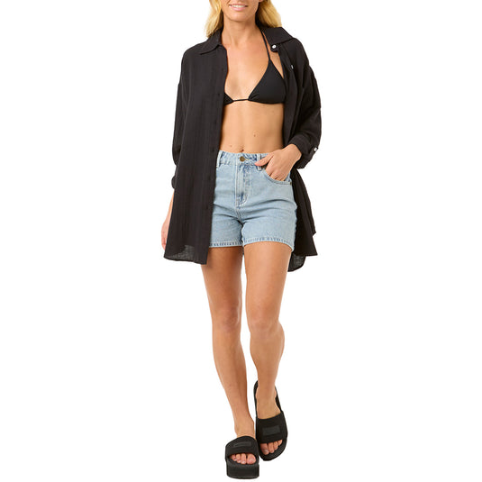Rip Curl Women's Premium Long Sleeve Button-Up Linen Shirt 6