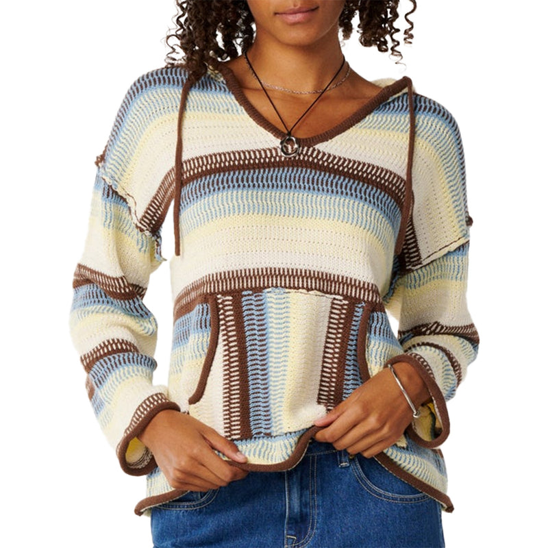 Load image into Gallery viewer, Rip Curl Women's Retro Swell Stripe Hooded Sweater Poncho
