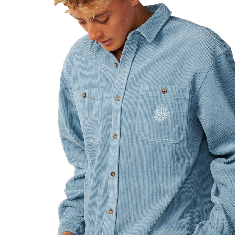 Load image into Gallery viewer, Rip Curl Premium Surf Cord Long Sleeve Button-Up Flannel Shirt 3
