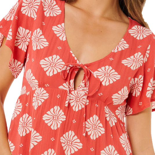 Rip Curl Women's Ventura Tiered Short Sleeve Mini Dress 6