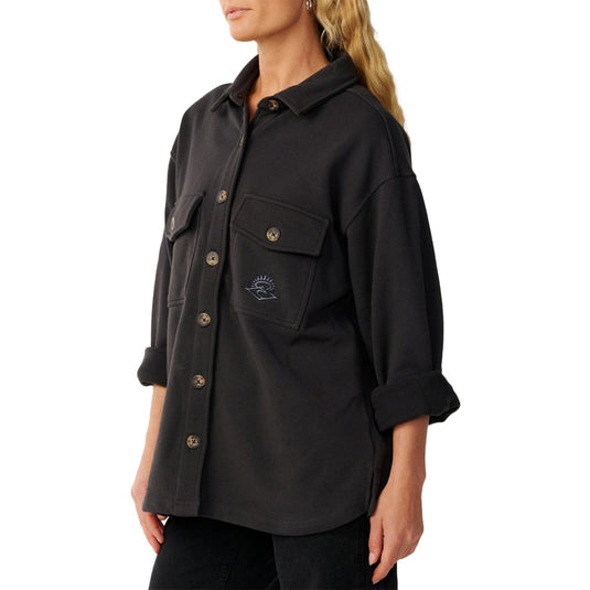 Rip Curl Women's Retro Swell Long Sleeve Button-Up Fleece Overshirt