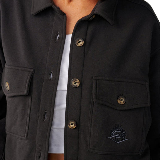 Rip Curl Women's Retro Swell Long Sleeve Button-Up Fleece Overshirt