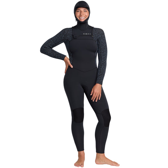 Roxy Women's Swell Natural 5/4 Hooded Chest-Zip Wetsuit