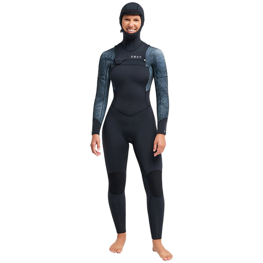 Roxy Women's Swell Natural 5/4 Hooded Chest-Zip Wetsuit