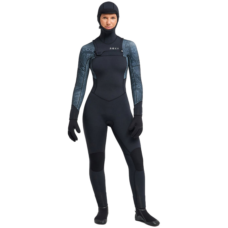 Roxy Women's Swell Natural 5/4 Hooded Chest-Zip Wetsuit