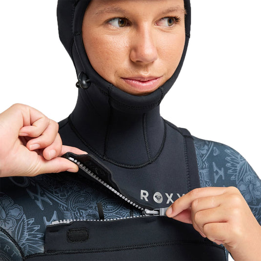 Roxy Women's Swell Natural 5/4 Hooded Chest-Zip Wetsuit 8