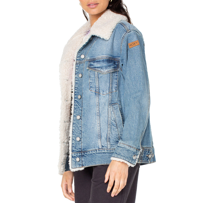 Load image into Gallery viewer, Roxy Women&#39;s So Amped With Sherpa Denim Jacket
