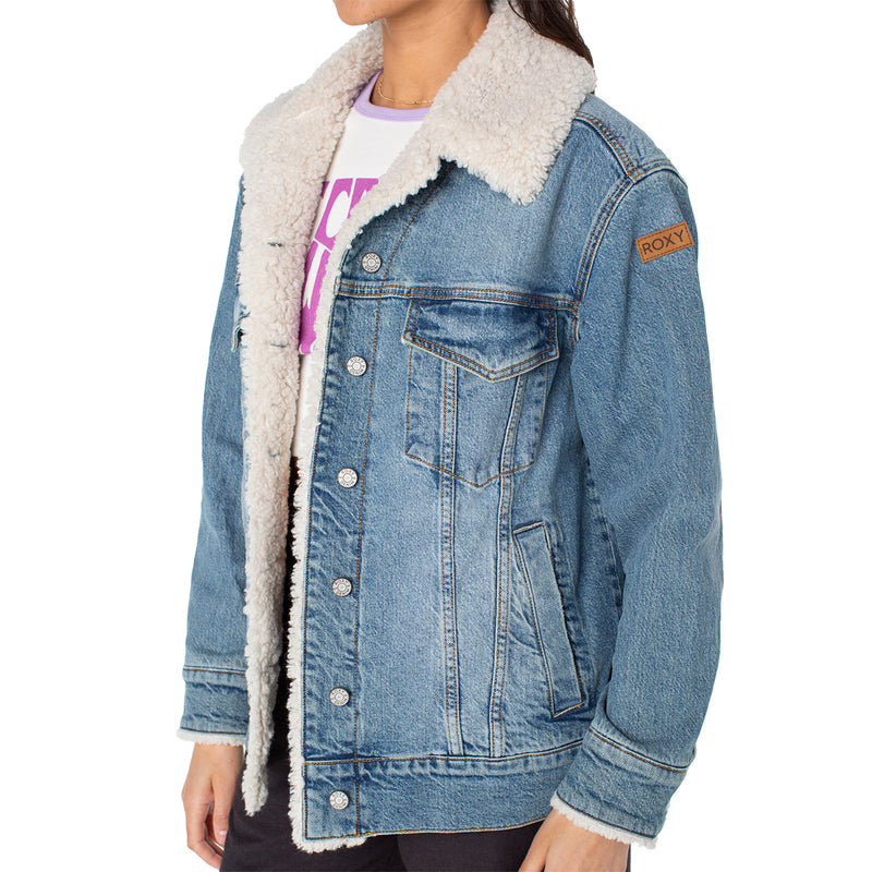 Load image into Gallery viewer, Roxy Women&#39;s So Amped With Sherpa Denim Jacket
