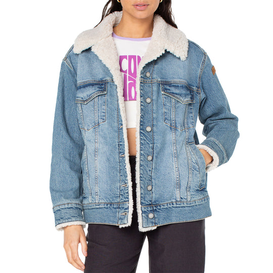 Roxy Women's So Amped With Sherpa Denim Jacket