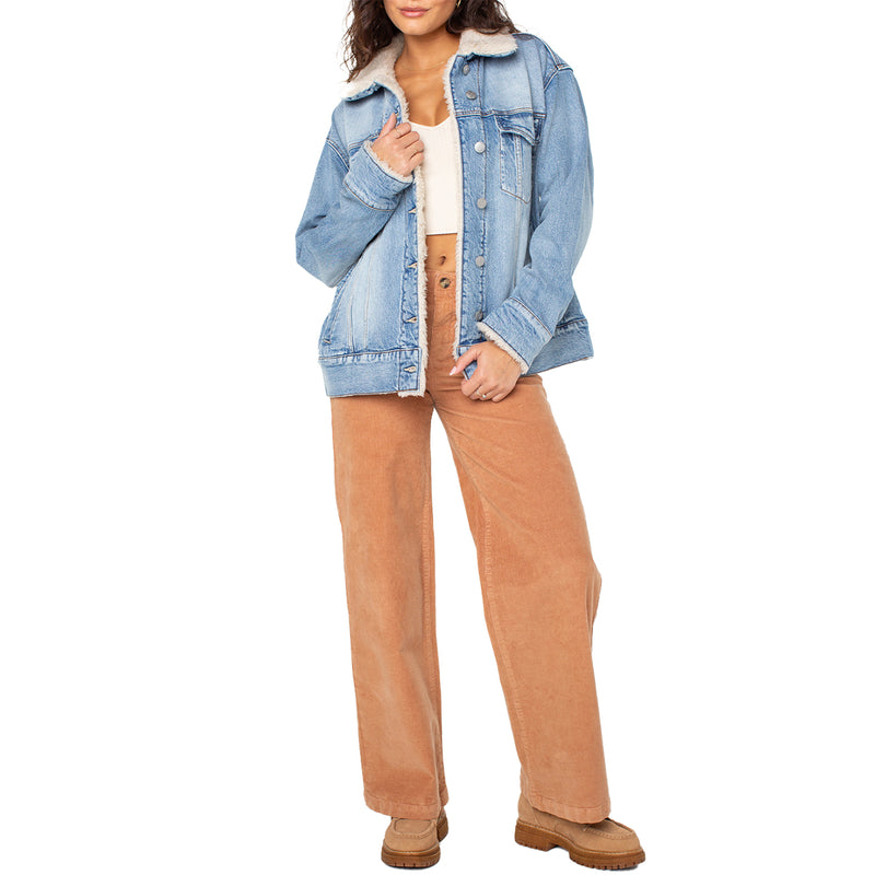 Load image into Gallery viewer, Roxy Women&#39;s So Amped With Sherpa Denim Jacket
