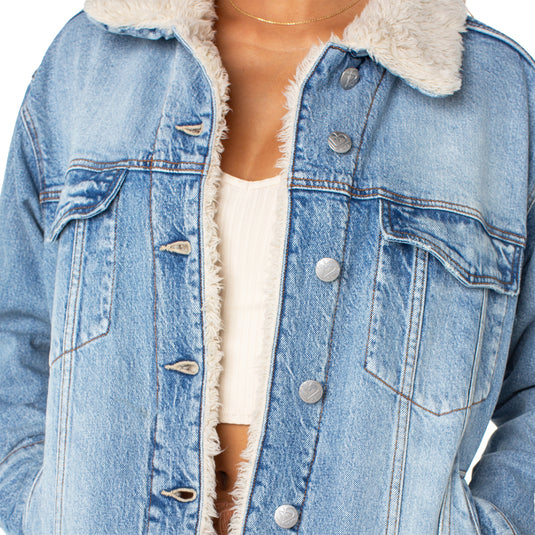 Roxy Women's So Amped With Sherpa Denim Jacket