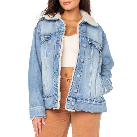 Roxy Women's So Amped With Sherpa Denim Jacket
