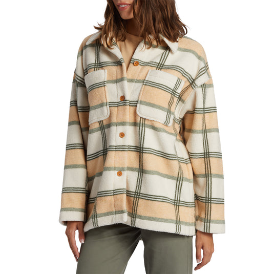 Roxy Women's Next Adventure Printed Fleece Long Sleeve Button-Up Shirt