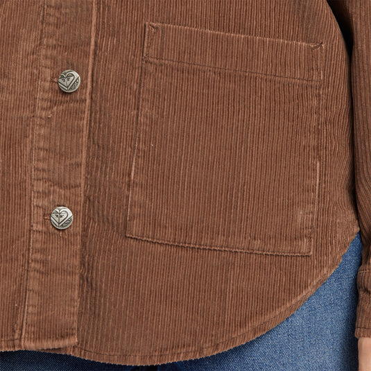 Roxy Women's Kick Back Washed Corduroy Long Sleeve Button-Up Shirt