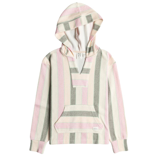 Roxy Youth Feels Like Summer Striped V-Neck Pullover Hoodie
