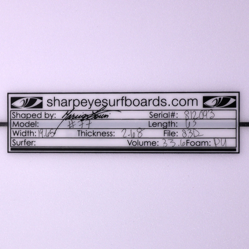 Load image into Gallery viewer, Sharp Eye #77 6&#39;3 x 19.65 x 2 11/16 Surfboard
