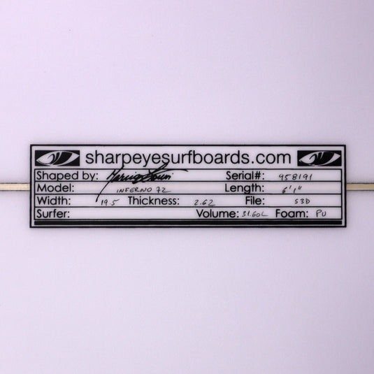 Sharp Eye Inferno 72 6'1 x 19 ½ x 2 ⅝ Surfboard