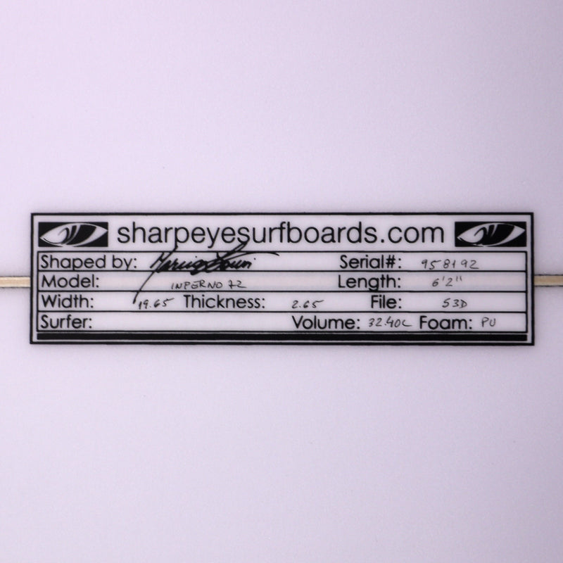 Load image into Gallery viewer, Sharp Eye Inferno 72 6&#39;2 x 19.65 x 2.65 Surfboard
