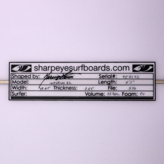 Sharp Eye Inferno 72 6'2 x 19.65 x 2.65 Surfboard
