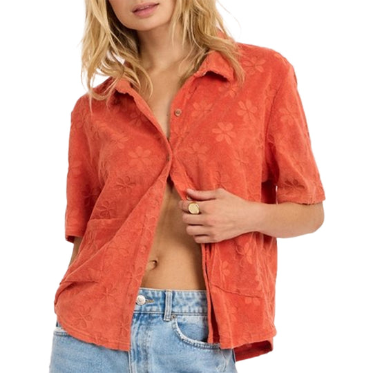 Sisstr Women's Love Struck Short Sleeve Button-Up Shirt