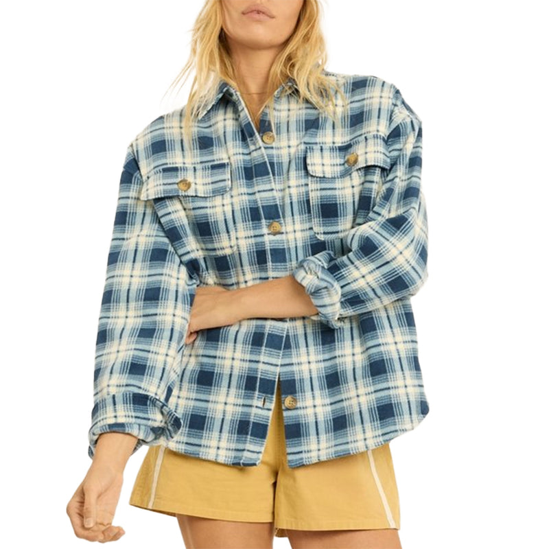 Load image into Gallery viewer, Sisstr Women's Night Waves E-Cozy Long Sleeve Button-Up Fleece Overshirt
