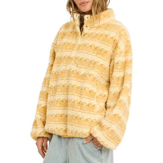 Sisstr Women's Epic Wave Mock Neck Fuzzy Fleece Sweatshirt