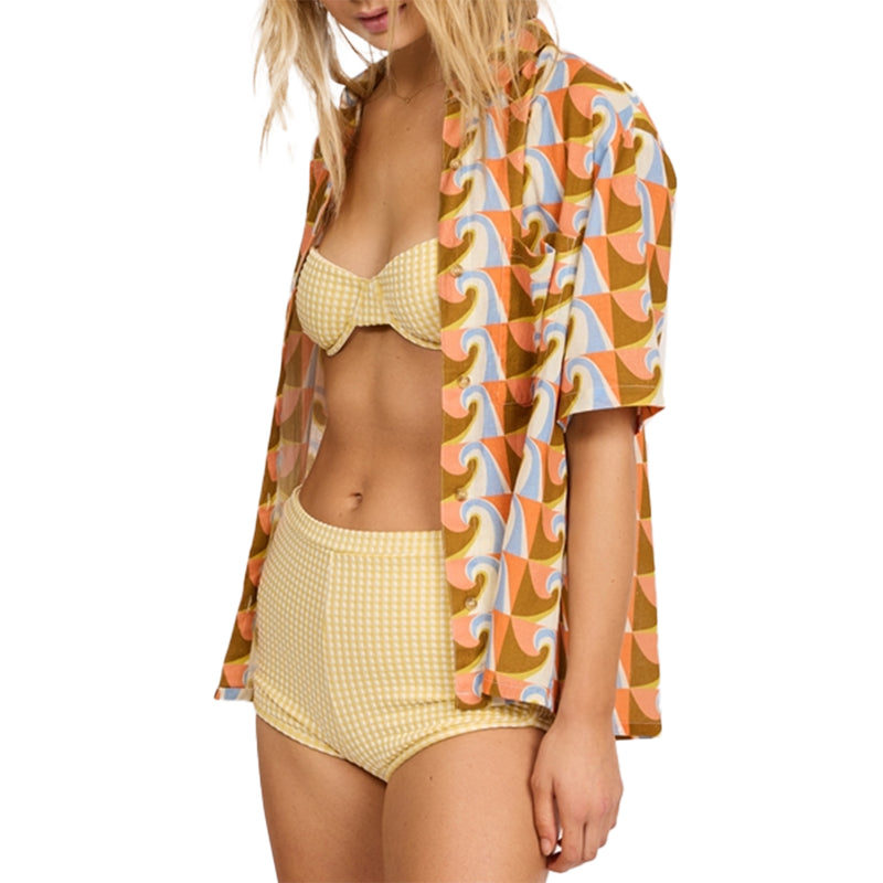 Load image into Gallery viewer, Sisstrevolution Women&#39;s Santos Short Sleeve Button-Up Shirt
