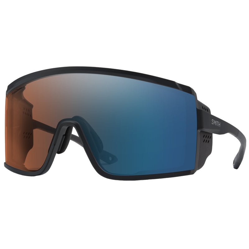 Load image into Gallery viewer, Smith Pursuit Sunglasses - Matte Black/ChromaPop Glacier Photochromic Copper Blue Mirror
