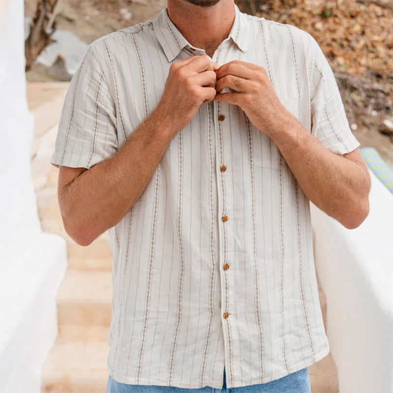 Load image into Gallery viewer, Vissla Linen Pin Short Sleeve Button-Up Shirt 4
