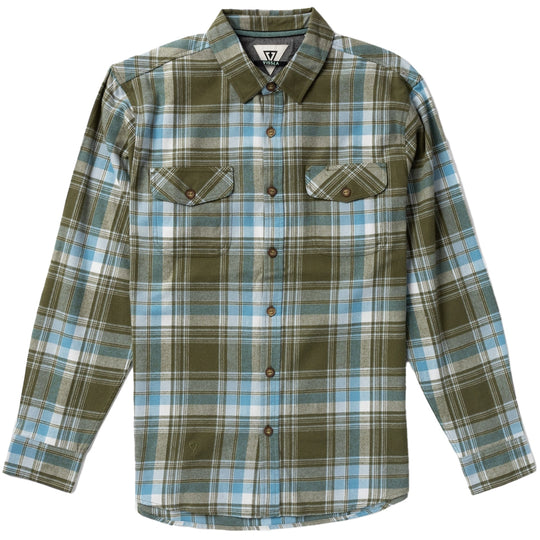 Vissla Central Coast Eco Long Sleeve Button-Up Flannel Shirt - Army