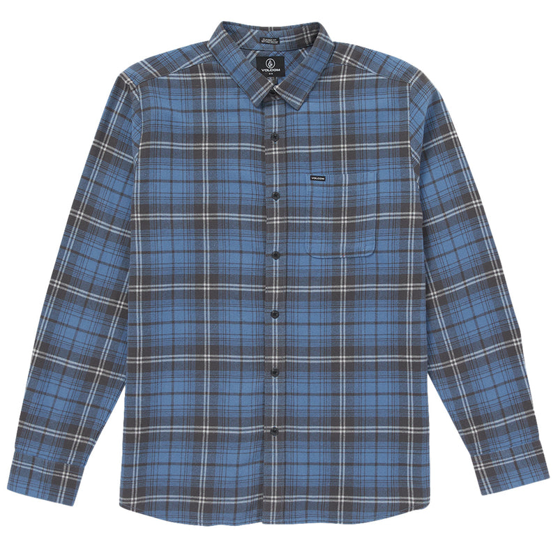 Load image into Gallery viewer, Volcom Caden Plaid Long Sleeve Button-Up Flannel Shirt - Blueberry 1
