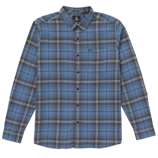 Volcom Caden Plaid Long Sleeve Button-Up Flannel Shirt - Blueberry 1