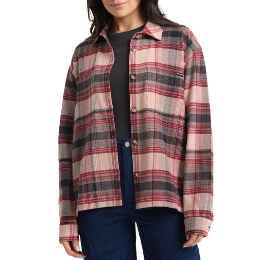 Volcom Women's Full Cut Work Long Sleeve Button-Up Flannel Shirt 1