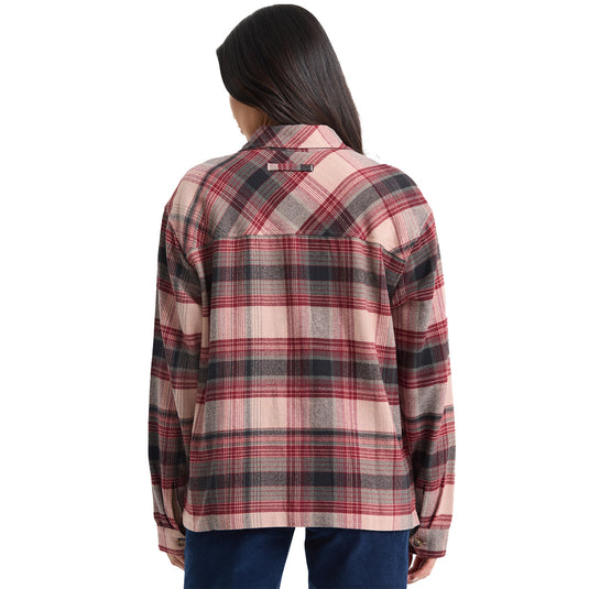 Volcom Women's Full Cut Work Long Sleeve Button-Up Flannel Shirt 4