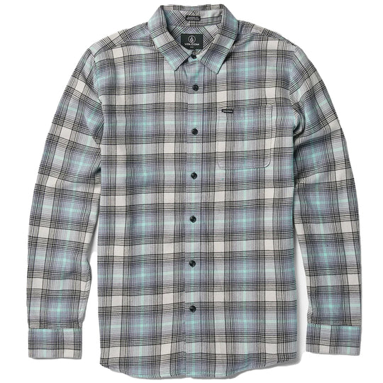Volcom Caden Plaid Long Sleeve Button-Up Flannel Shirt - Tower Gray