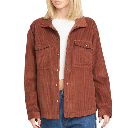 Volcom Women's Power Cord Snap-Button Shacket Jacket